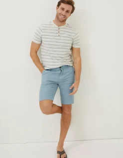 FatFace Linen Flat Front Shorts Duck Egg Sale