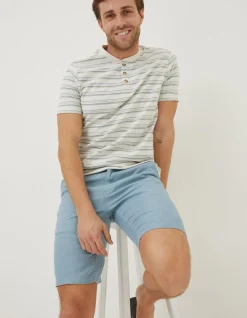 FatFace Linen Flat Front Shorts Duck Egg Sale