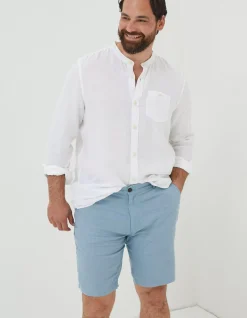 FatFace Linen Flat Front Shorts Duck Egg Sale