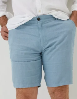 FatFace Linen Flat Front Shorts Duck Egg Sale