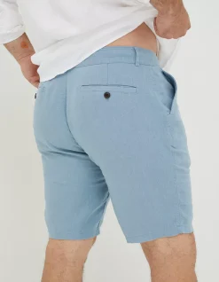 FatFace Linen Flat Front Shorts Duck Egg Sale