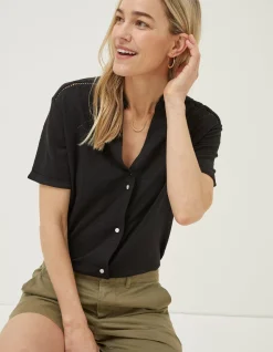 FatFace Linen Shirt Black Sale