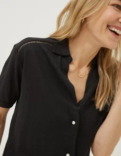 FatFace Linen Shirt Black Sale