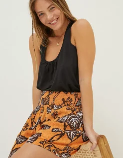 FatFace Linen Vest Top Black Hot