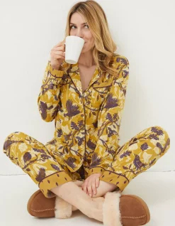 FatFace Lino Birds Pyjama Top Washed Yellow Best