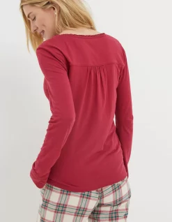 FatFace Livvy Henley Top Raspberry Red Online