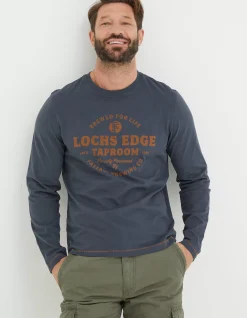 FatFace Lochs Edge Long Sleeve Graphic Washed Black Best