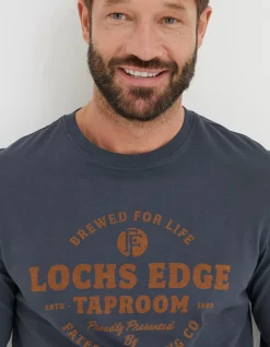 FatFace Lochs Edge Long Sleeve Graphic Washed Black Best