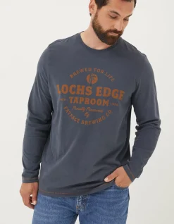 FatFace Lochs Edge Long Sleeve Graphic Washed Black Best