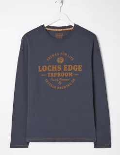 FatFace Lochs Edge Long Sleeve Graphic Washed Black Best