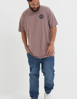 FatFace Long Path Printed T-Shirt Washed Purple Hot