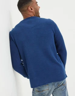 FatFace Long Sleeve Indigo Henley Indigo Blue Online