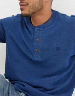 FatFace Long Sleeve Indigo Henley Indigo Blue Online