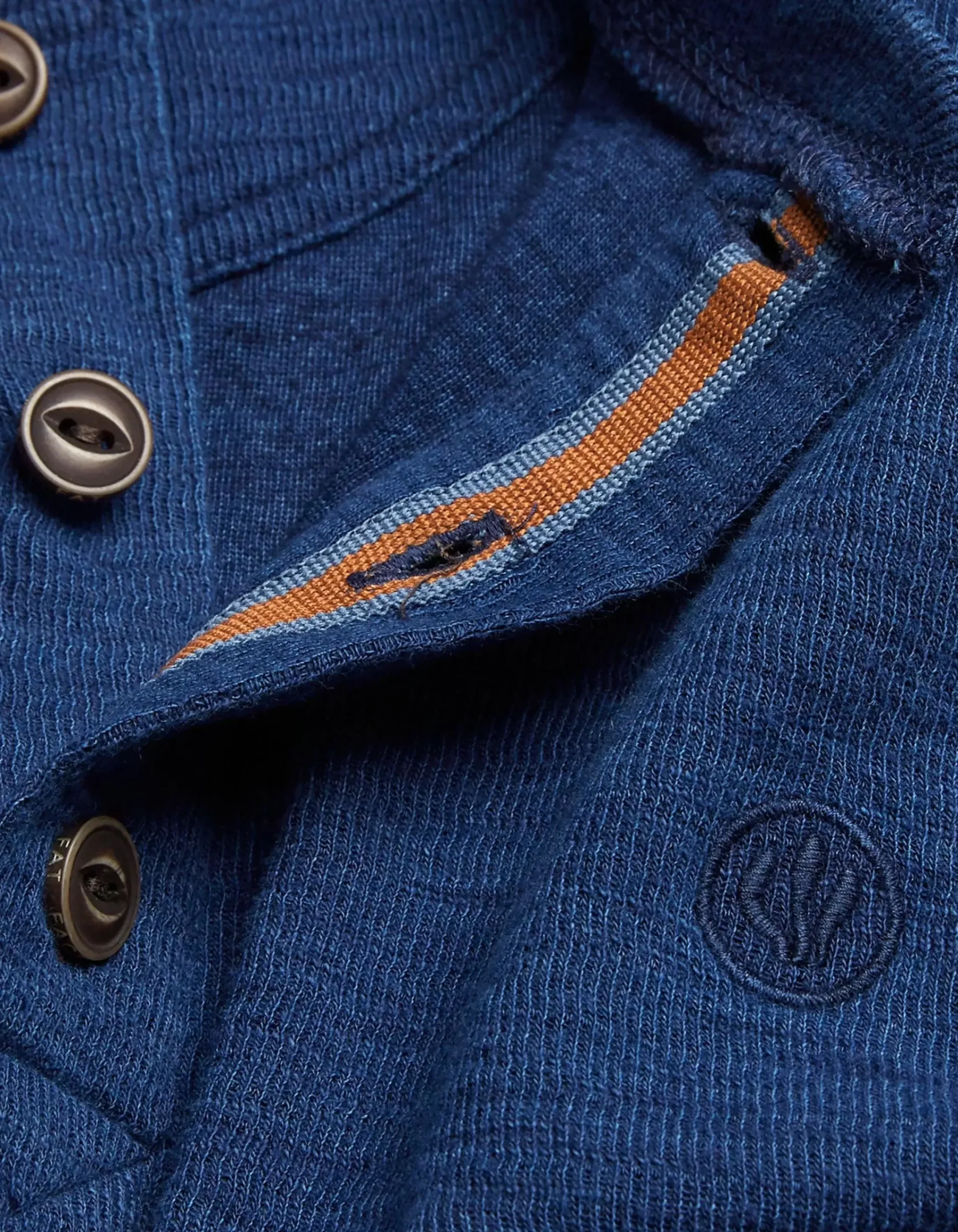 FatFace Long Sleeve Indigo Henley Indigo Blue Online