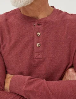 FatFace Long Sleeve Kintbury Henley Burgundy Outlet