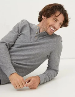 FatFace Long Sleeve Kintbury Henley Grey Marl Hot