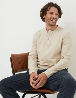 FatFace Long Sleeve Kintbury Henley Off White Online