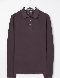 FatFace Long Sleeve Organic Pique Polo Plum