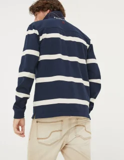 FatFace Long Sleeve Stripe Rugby Shirt Navy Best
