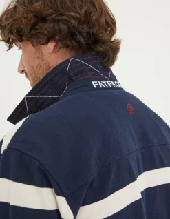 FatFace Long Sleeve Stripe Rugby Shirt Navy Best