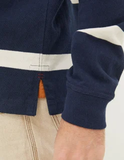 FatFace Long Sleeve Stripe Rugby Shirt Navy Best