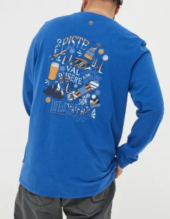 FatFace Long Sleeve Val D'Isere T-Shirt Blue