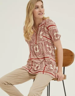 FatFace Lou Bandana Tunic Top Ivory Outlet