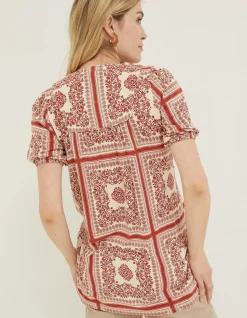 FatFace Lou Bandana Tunic Top Ivory Outlet