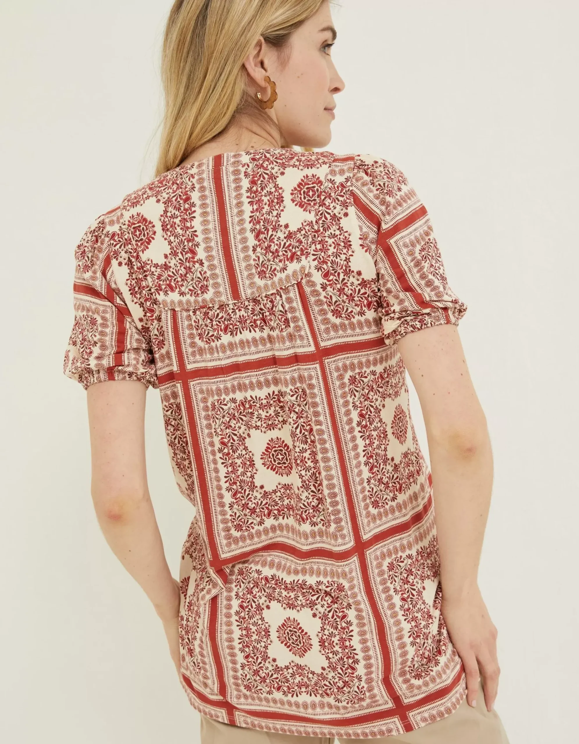FatFace Lou Bandana Tunic Top Ivory Outlet