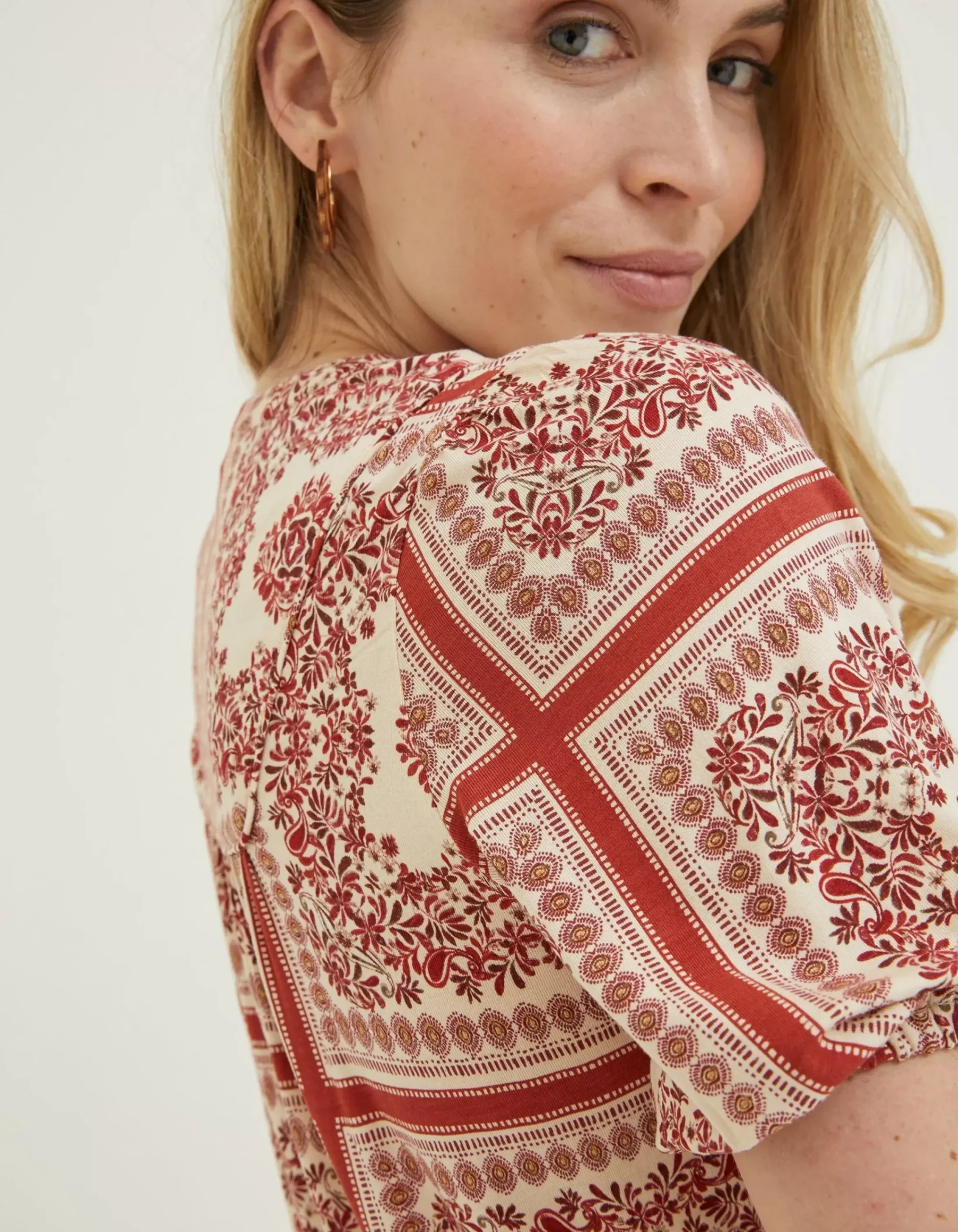 FatFace Lou Bandana Tunic Top Ivory Outlet