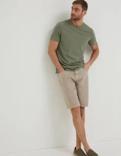 FatFace Lulworth Organic Cotton Crew T-Shirt Khaki Marl Sale