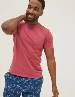 FatFace Lulworth Organic Cotton Crew T-Shirt Rose Pink Outlet