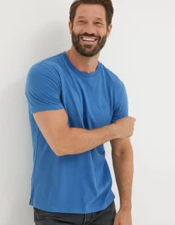 FatFace Lulworth Organic Cotton Crew T-Shirt Blue