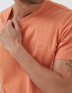 FatFace Lulworth Organic Cotton Crew T-Shirt Dusky Orange Sale