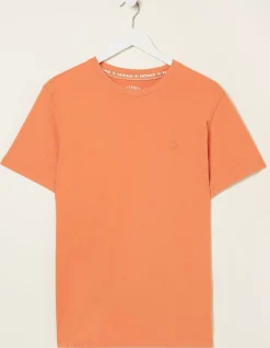 FatFace Lulworth Organic Cotton Crew T-Shirt Dusky Orange Sale
