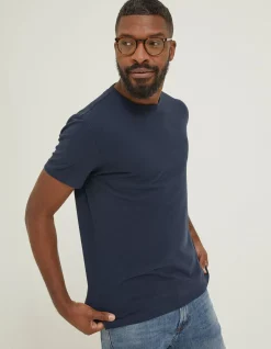 FatFace Lulworth Organic Cotton Crew T-Shirt Navy Clearance