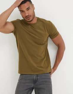 FatFace Lulworth Organic Cotton Crew T-Shirt Olive Green Sale