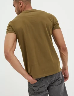 FatFace Lulworth Organic Cotton Crew T-Shirt Olive Green Sale