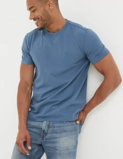 FatFace Lulworth Organic Cotton Crew T-Shirt Dusky Blue Online