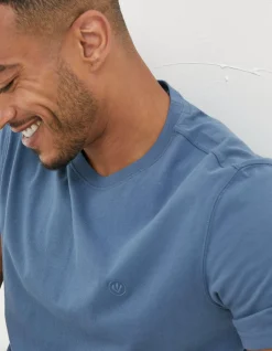 FatFace Lulworth Organic Cotton Crew T-Shirt Dusky Blue Online