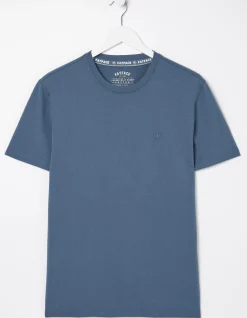 FatFace Lulworth Organic Cotton Crew T-Shirt Dusky Blue Online