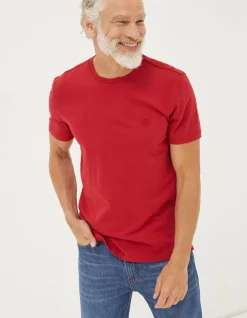 FatFace Lulworth Organic Cotton Crew T-Shirt Bright Red Sale