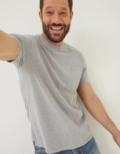 FatFace Lulworth Organic Cotton Crew T-Shirt Grey Marl Sale