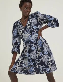 FatFace Maddox Palace Floral Print Wrap Dress Navy