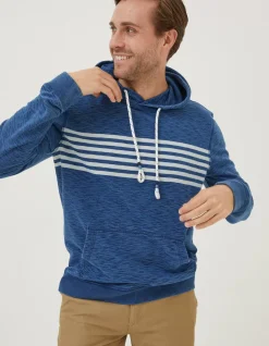 FatFace Mcs Indigo Stripe Hoodie Blue Clearance
