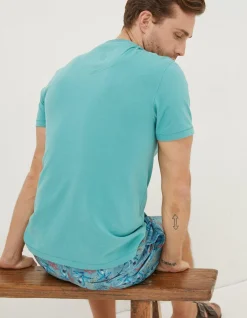 FatFace Mcs Organic One Ocean T-Shirt Light Teal Discount