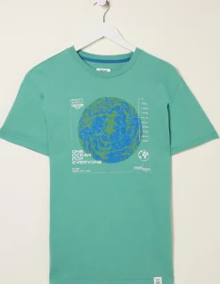 FatFace Mcs Organic One Ocean T-Shirt Light Teal Discount