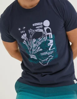 FatFace Mcs Organic Seaweed T-Shirt Navy Hot