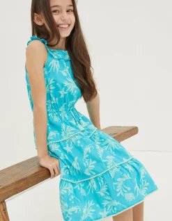 FatFace Mcs Ruby Dress Aqua Blue Clearance