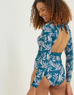 FatFace Mcs Seaweed Rash Swimsuit Light Teal Sale
